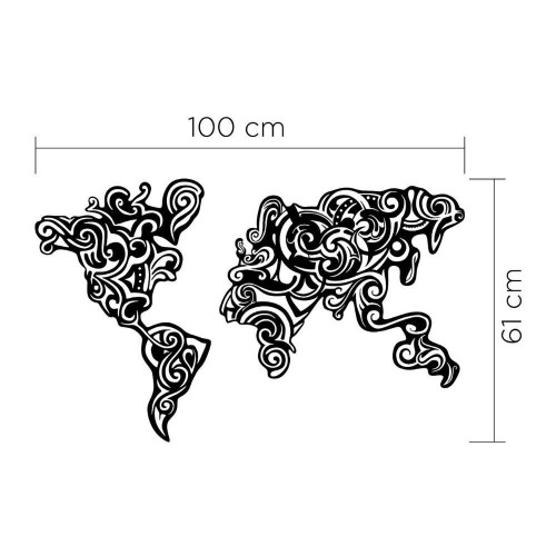 Cornice decorativa Tribal metallo nero mappa continenti