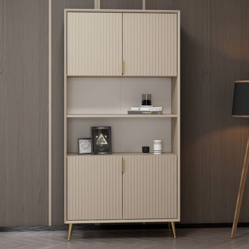 Credenza alta Kale con 4 ante effetto cannettato e 2