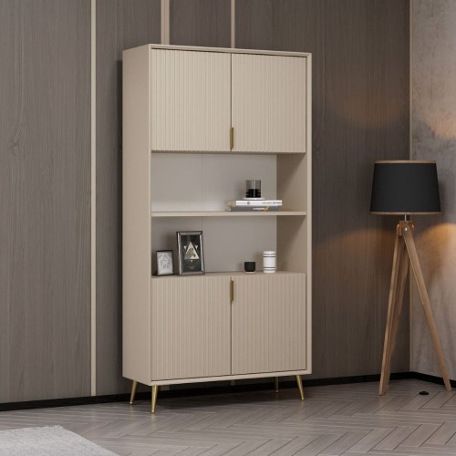 Credenza alta Kale con 4 ante effetto cannettato e 2