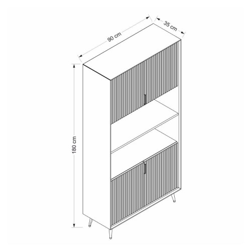 Credenza alta Kale con 4 ante effetto cannettato e 2