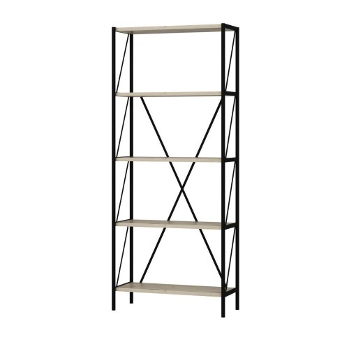 Libreria Axel con struttura in metallo nero e 5 mensole in