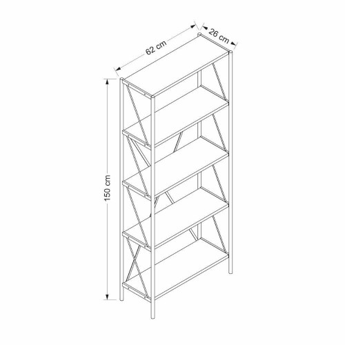 Libreria Axel con struttura in metallo nero e 5 mensole in