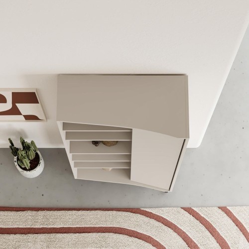 Libreria Frem con anta e 6 nicchie a giorno colore cashmere