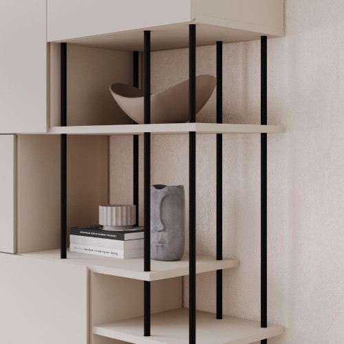 Libreria Key con 5 ante e ripiani a vista colore cashmere