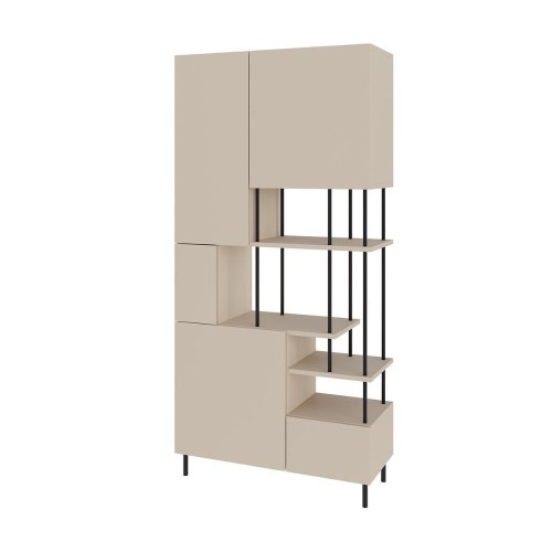 Libreria Key con 5 ante e ripiani a vista colore cashmere