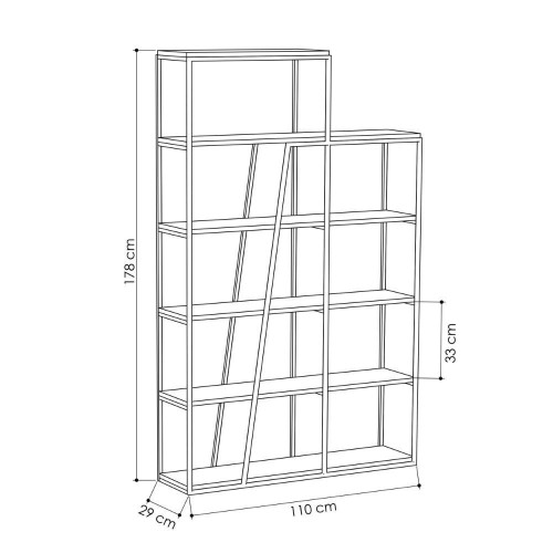Libreria Pal colore antracite 110x29x178 cm EFFEZETA ITALIA