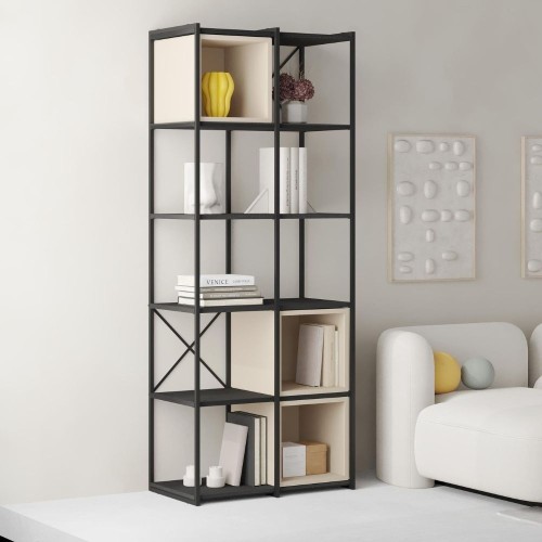 Libreria Vale midi con struttura in metallo nero e cubotti