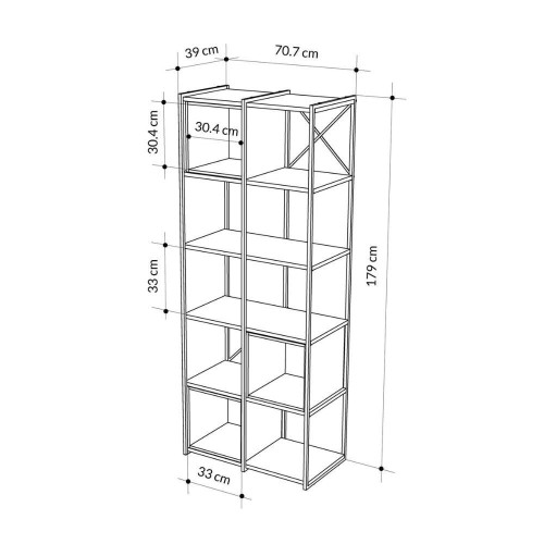 Libreria Vale midi con struttura in metallo nero e cubotti