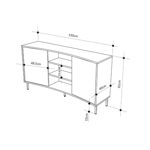 Madia Frem con 2 ante e 3 nicchie a giorno colore cashmere