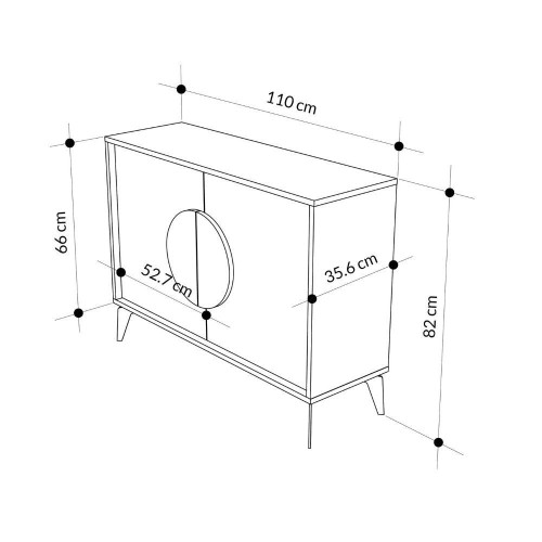 Madia Gora 110 cm struttura colore rovere con ante carrara
