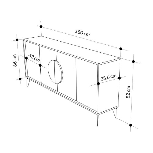 Madia Gora 180 cm struttura colore noce hitit con ante