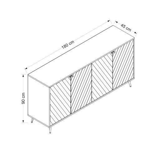 Madia Jana con 4 ante in cashmere con intagli maniglie e