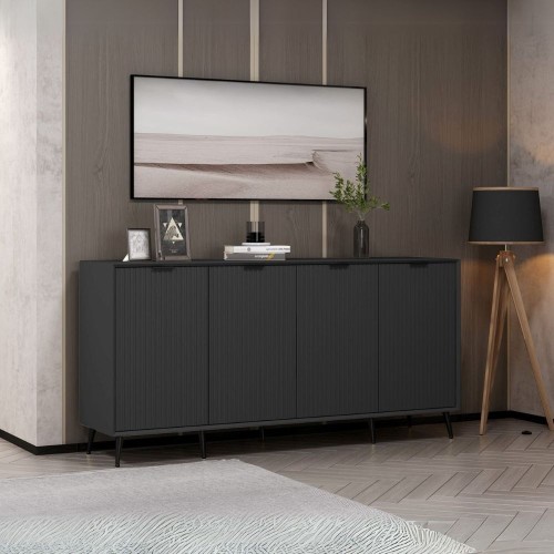 Madia Kale 4 ante a filo effetto cannettato nero con