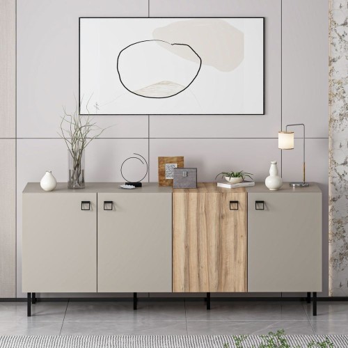 Madia Mila con 3 ante cashmere e 1 anta rovere con maniglie