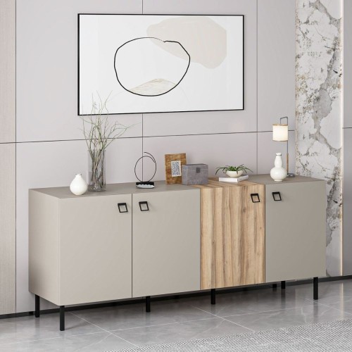 Madia Mila con 3 ante cashmere e 1 anta rovere con maniglie