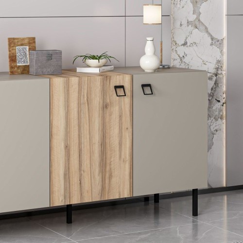 Madia Mila con 3 ante cashmere e 1 anta rovere con maniglie