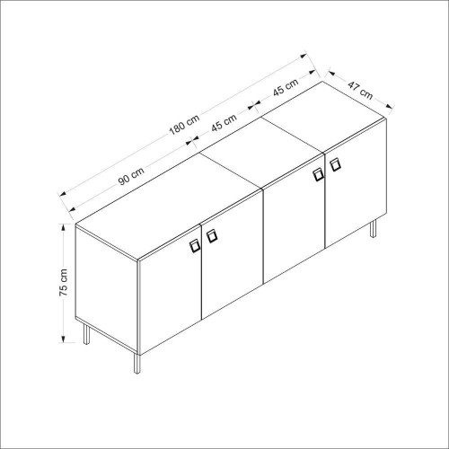 Madia Mila con 3 ante cashmere e 1 anta rovere con maniglie