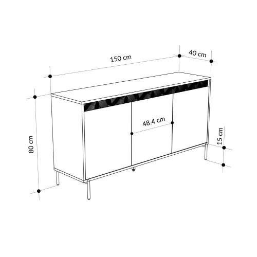 Madia Mott 150 cm. con 3 ante cashmere e dettaglio