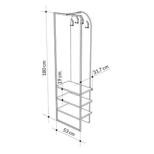 Mobile ingresso Archy con 4 ganci appendi abiti e scarpiera