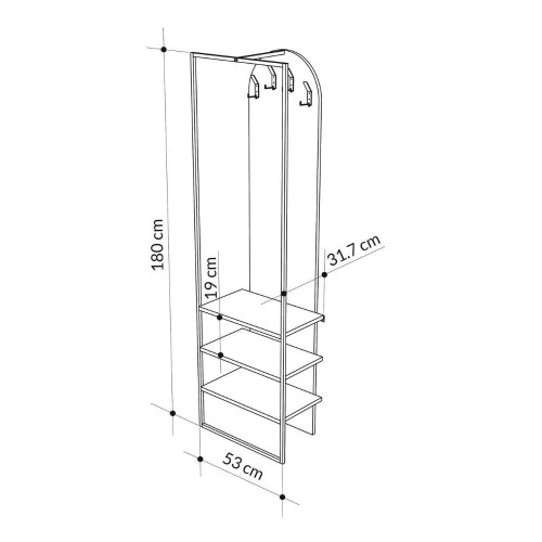 Mobile ingresso Archy con 4 ganci appendi abiti e scarpiera