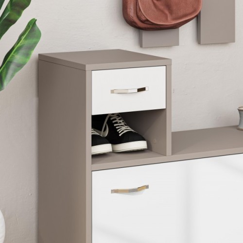 Mobile ingresso Rudolf con specchio colore tortora e bianco