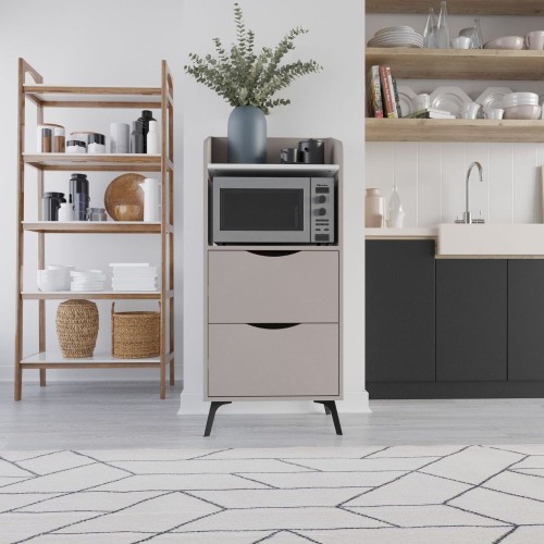 Mobile multiuso Gorki con cassetti tortora e ripiano bianco