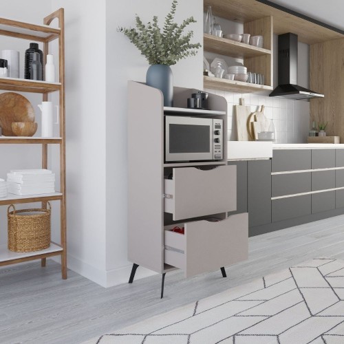 Mobile multiuso Gorki con cassetti tortora e ripiano bianco