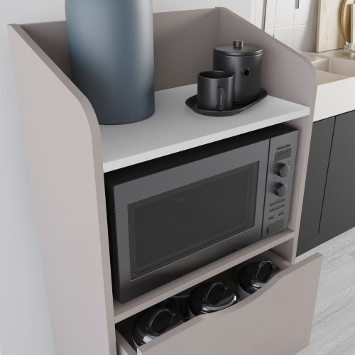 Mobile multiuso Gorki con cassetti tortora e ripiano bianco