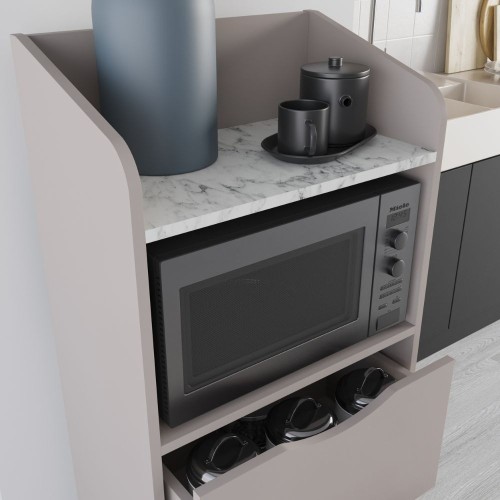 Mobile multiuso Gorki con cassetti tortora e ripiano