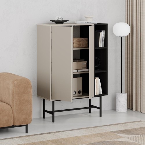 Mobile multiuso Mona con due ante cashmere e tre nicchie a