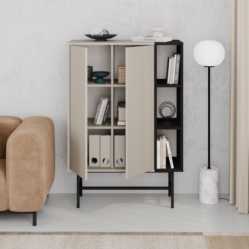 Mobile multiuso Mona con due ante cashmere e tre nicchie a