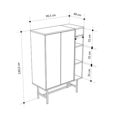Mobile multiuso Mona con due ante cashmere e tre nicchie a