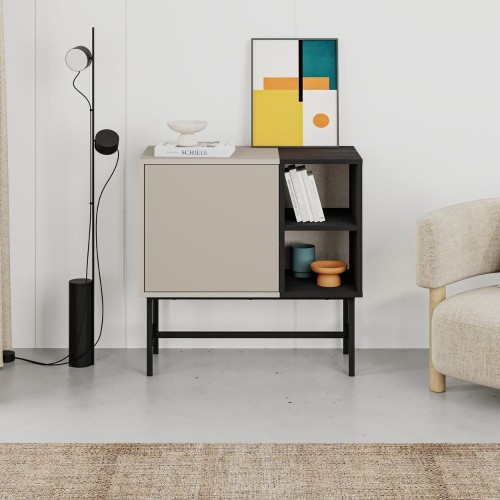 Mobile multiuso Mona Mini con anta cashmere e due nicchie a