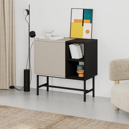 Mobile multiuso Mona Mini con anta cashmere e due nicchie a