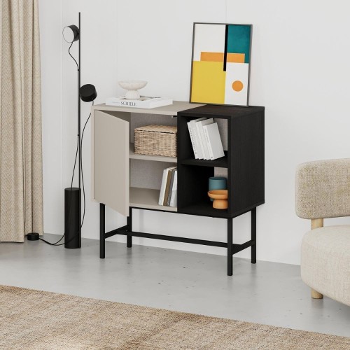 Mobile multiuso Mona Mini con anta cashmere e due nicchie a