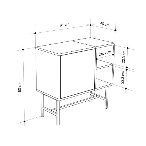 Mobile multiuso Mona Mini con anta cashmere e due nicchie a