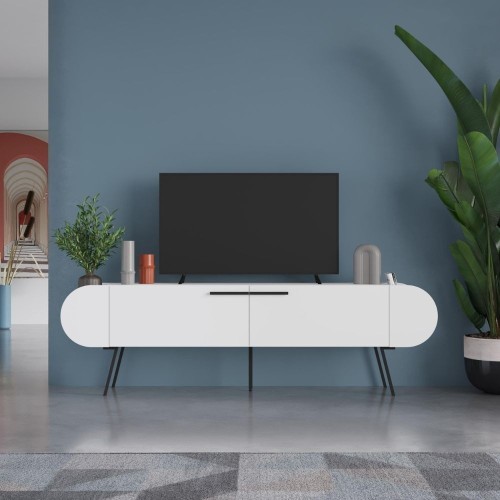 Mobile porta tv Capsule con due ante a ribalta e ripiani