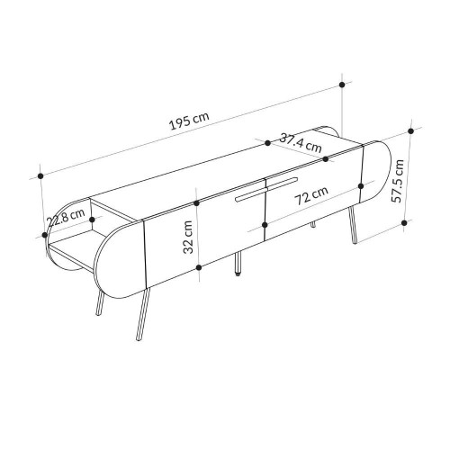 Mobile porta tv Capsule con due ante a ribalta e ripiani