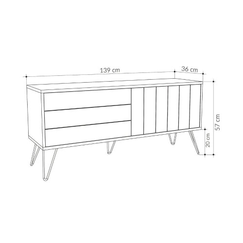 Mobile porta tv Picadilly struttura colore rovere con 2