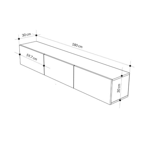 Mobile porta tv sospeso Francy 180 cm. con ante a ribalta