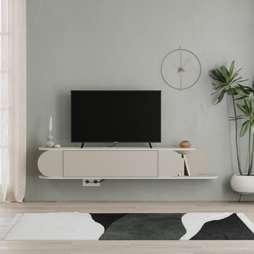 Mobile porta tv sospeso Tone con 2 ante a ribalta e vano