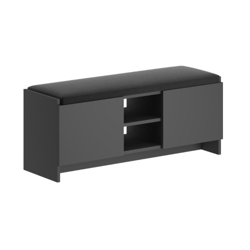 Panca scarpiera con cuscino Zulla antracite con 2 ante e