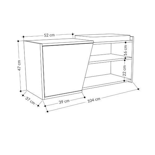 Panca scarpiera Fiona con struttura rovere e frontali