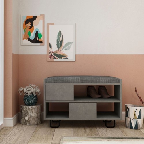 Panca scarpiera Troy retro grey con cuscino EFFEZETA ITALIA