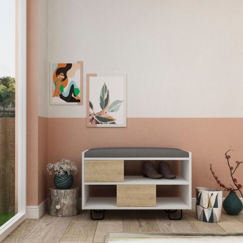 Panca scarpiera Troy struttura bianca e ante a ribalta