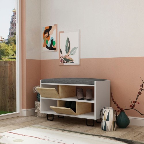 Panca scarpiera Troy struttura bianca e ante a ribalta