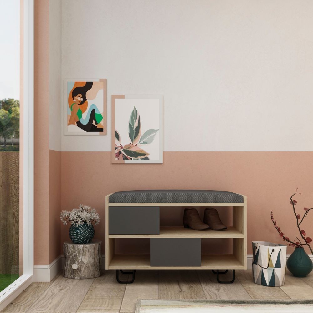 Panca scarpiera Troy struttura rovere e ante a ribalta