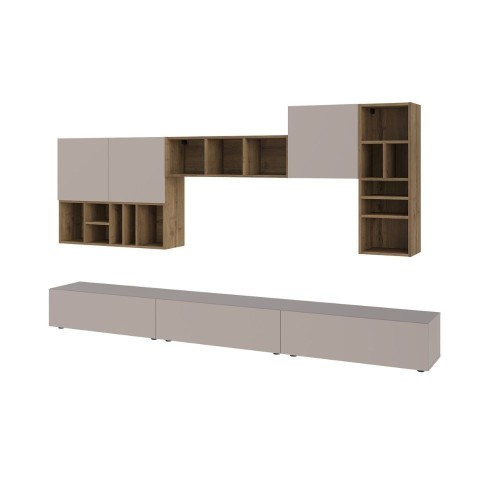 Parete attrezzata Big colore tortora e hitit noce H