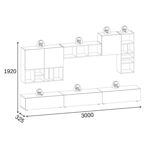 Parete attrezzata Big colore tortora e hitit noce H