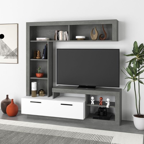 Parete attrezzata cemento bianco Leo EFFEZETA ITALIA